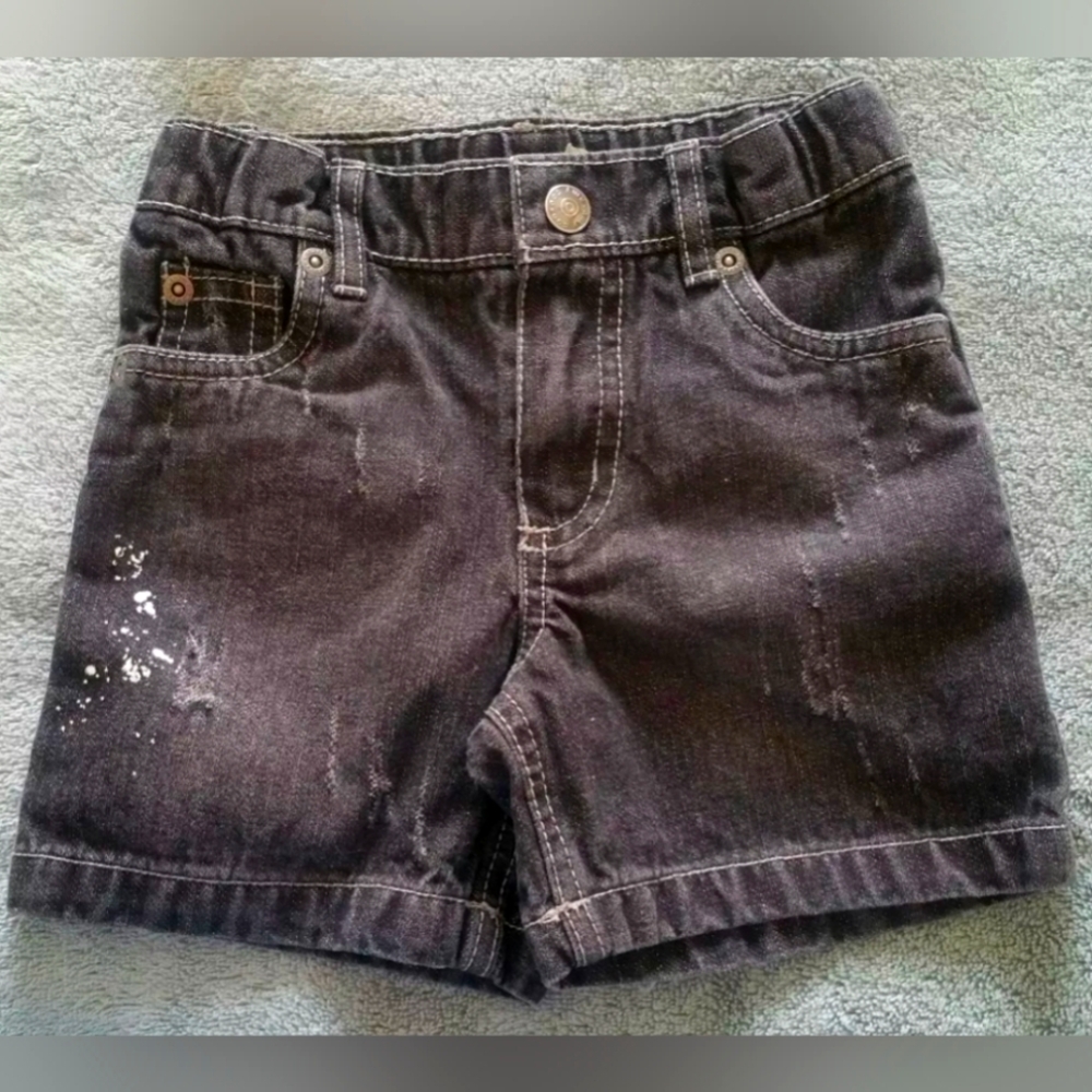 Amy Coe Boys Skull Black Denim Jean Shorts - 12 Months - Great Condition!